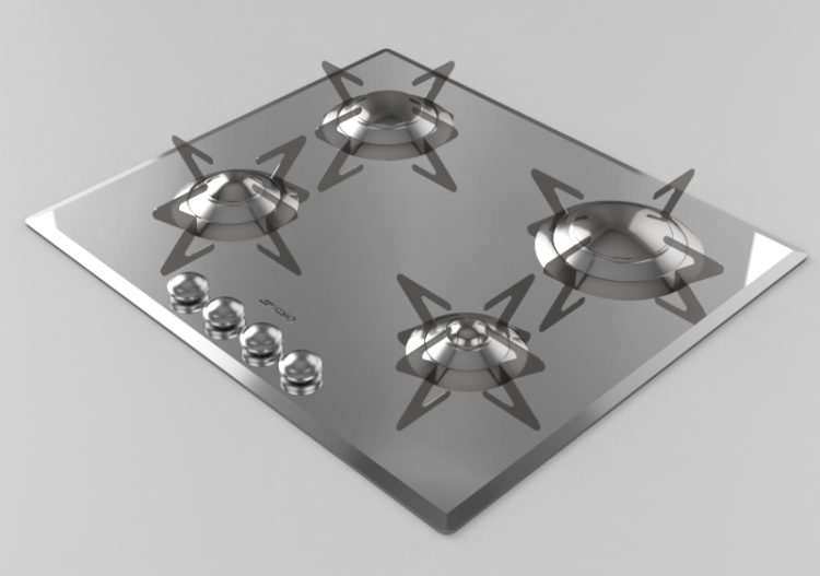 3D Haushaltgeräte - Gasherd mit 4 Kochfelder - Smeg -...