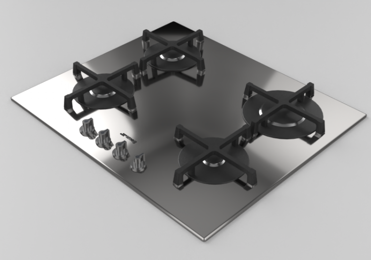 3D Haushaltgeräte - Gasherd mit 4 Kochfelder - Smeg -...