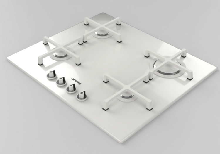 3D Electrical Appliances - Cooking top with 4 burners -...