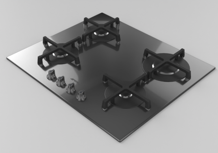 Eletrodomésticos 3D - Cooktop a gás com 4 queimadores -...