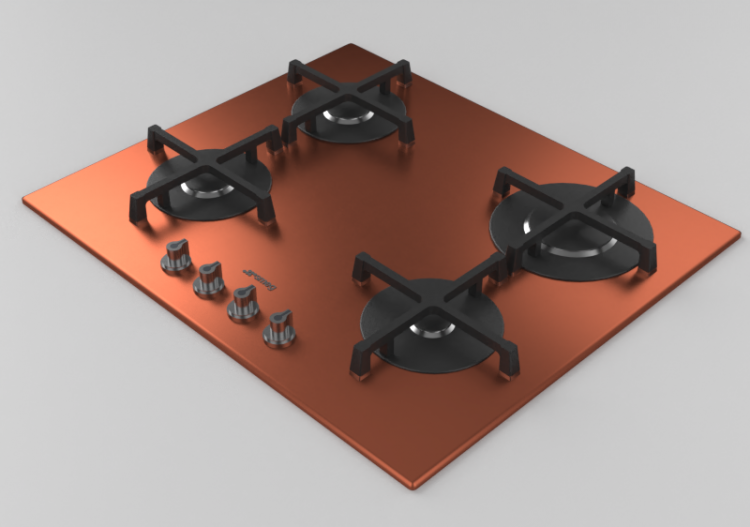 3D Haushaltgeräte - Gasherd mit 4 Kochfelder - Smeg -...