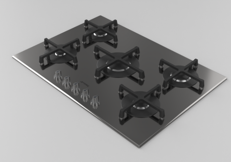 Eletrodomésticos 3D - Cooktop a gás com 5 queimadores -...