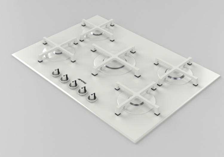3D Haushaltgeräte - Gasherd mit 5 Kochfelder - Smeg -...