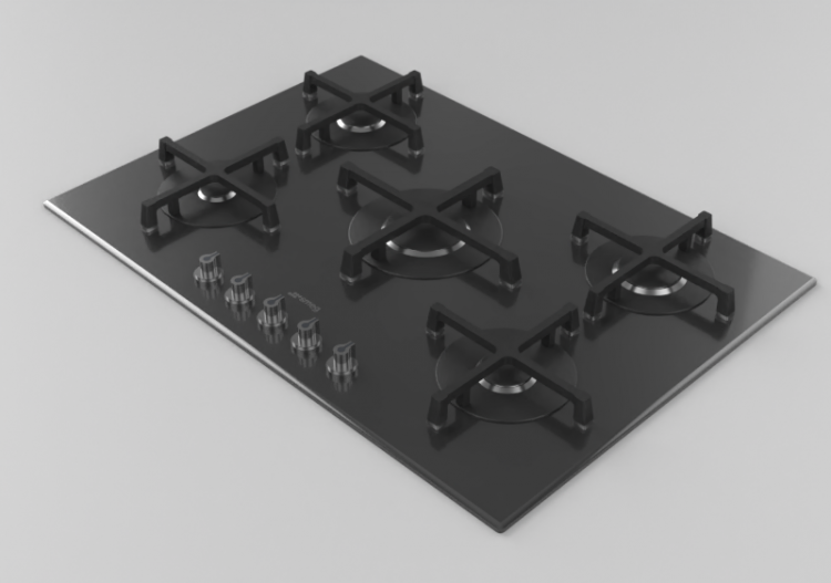 Electroménagers 3D - Plan de cuisson à gaz avec 5 feux -...