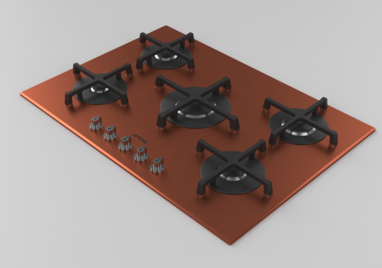 Eletrodomésticos 3D - Cooktop a gás com 5 queimadores -...