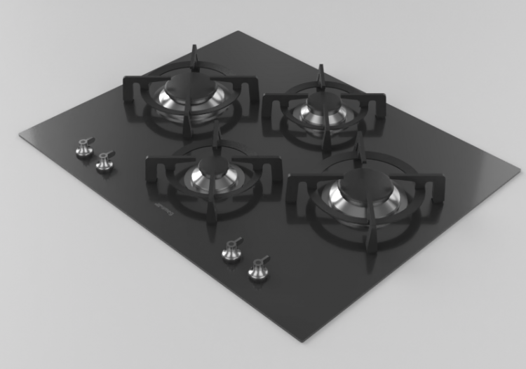 3D Electrical Appliances - Kitchen Top with 4 burners -...