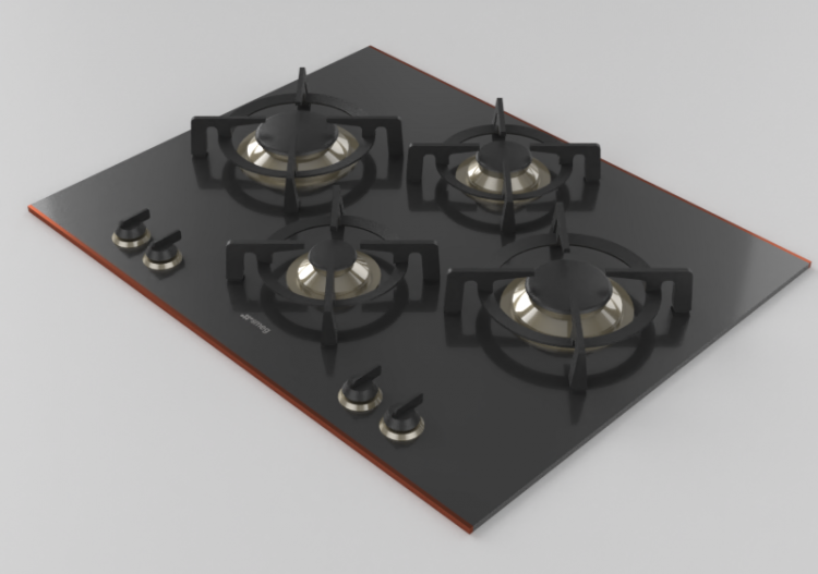 Elettrodomestici 3D - Piano cottura a gas con 4 fuochi -...