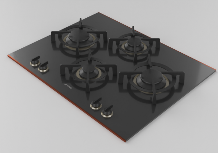Electrodomésticos 3D - Encimera de gas con 4 fuegos - Smeg...
