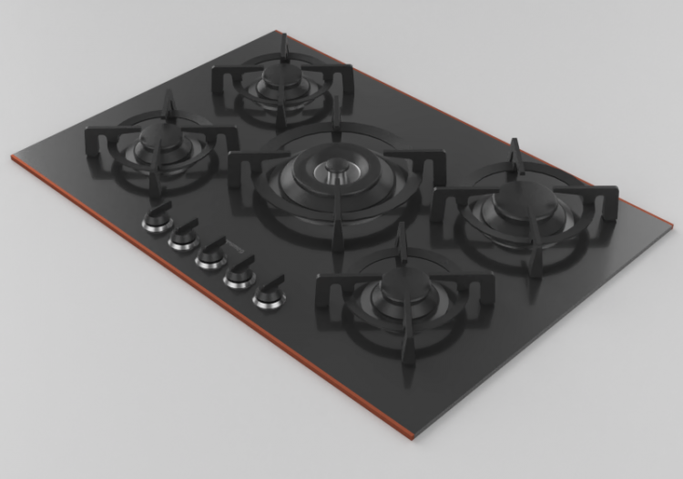 3D Haushaltgeräte - Gasherd mit 5 Kochfelder - Smeg -...