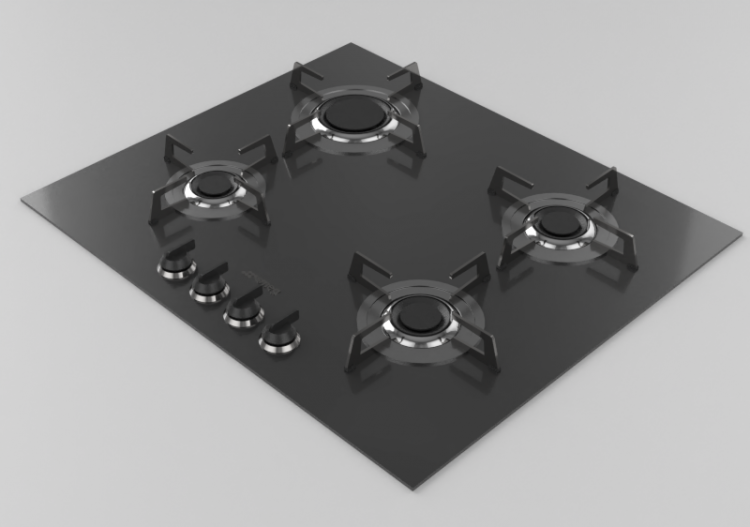 Eletrodomésticos 3D - Cooktop a gás com 4 queimadores -...