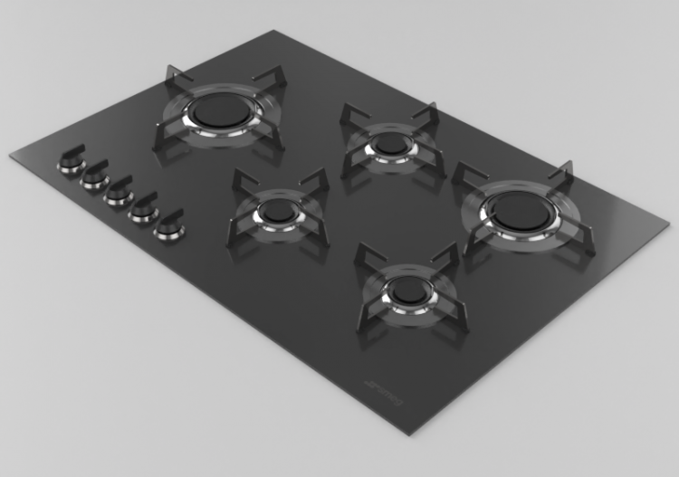 Electrodomésticos 3D - Encimera de gas con 5 fuegos - Smeg...