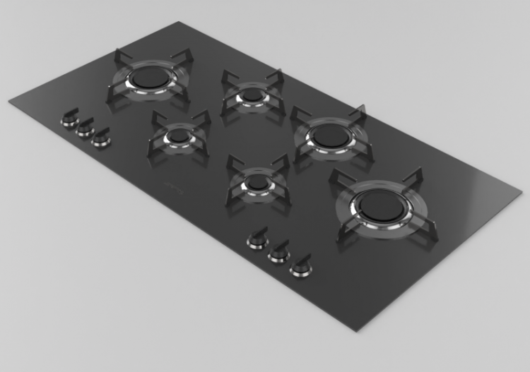 Electrodomésticos 3D - Encimera de gas con 6 fuegos - Smeg...