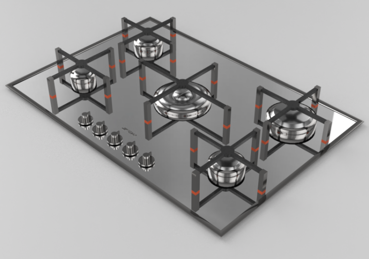Electrodomésticos 3D - Encimera de gas con 5 fuegos - Smeg...