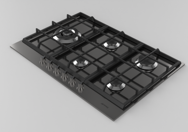 3D Haushaltgeräte - Gasherd mit 5 Kochfelder - Smeg -...