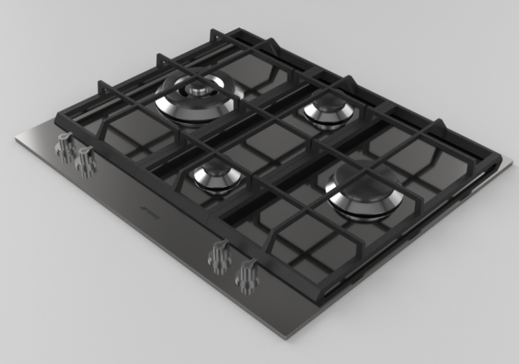 Eletrodomésticos 3D - Cooktop a gás com 4 queimadores -...