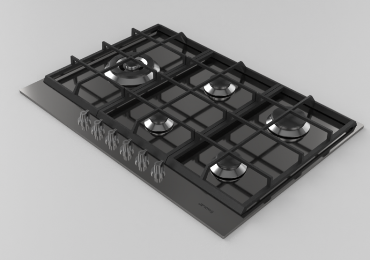3D Haushaltgeräte - Gasherd mit 5 Kochfelder - Smeg -...