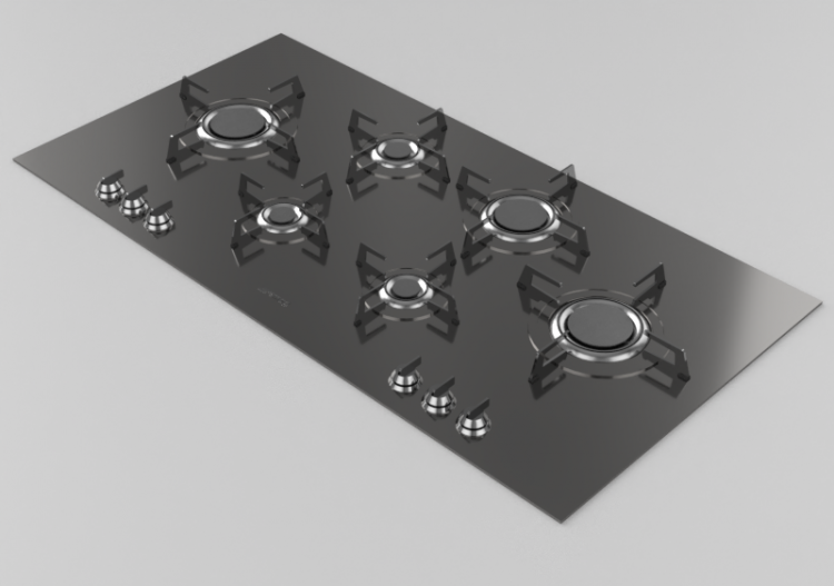 3D Electrical Appliances - Kitchen Top with 6 burners -...