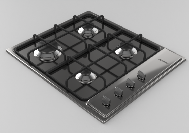 Eletrodomésticos 3D - Cooktop a gás com 4 queimadores -...