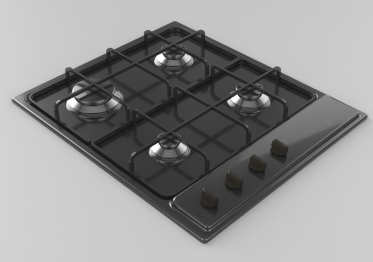 3D Electrical Appliances - Cooking top with 4 burners -...