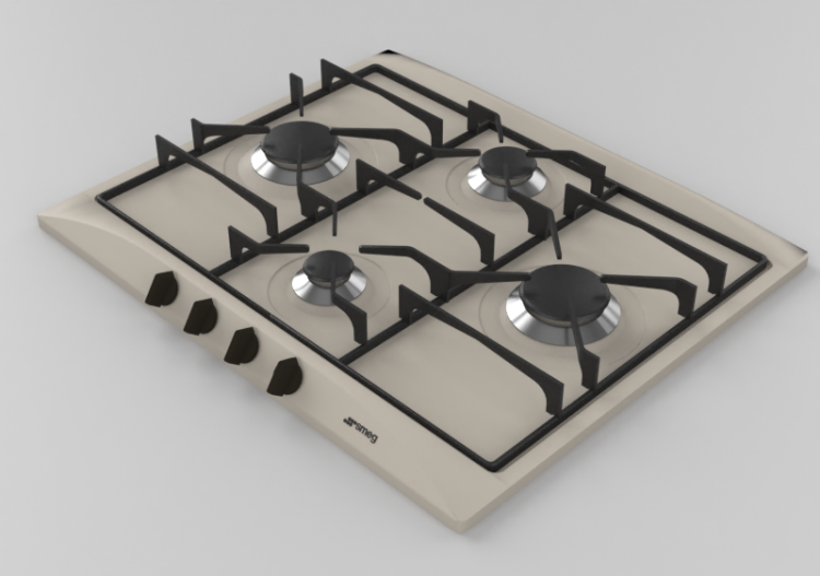 3D Electrical Appliances - Cooking top with 4 burners -...