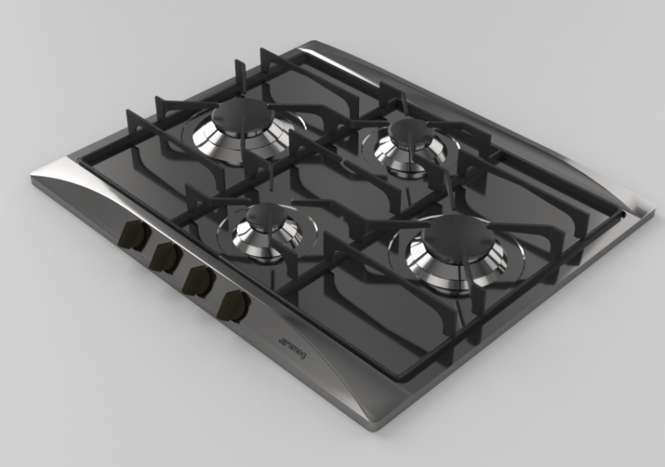 3D Haushaltgeräte - Gasherd mit 4 Kochfelder - Smeg -...