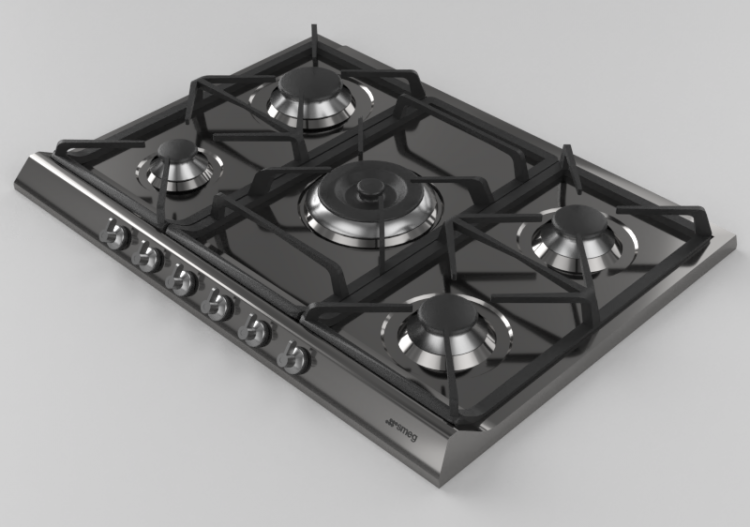 Eletrodomésticos 3D - Cooktop a gás com 5 queimadores -...