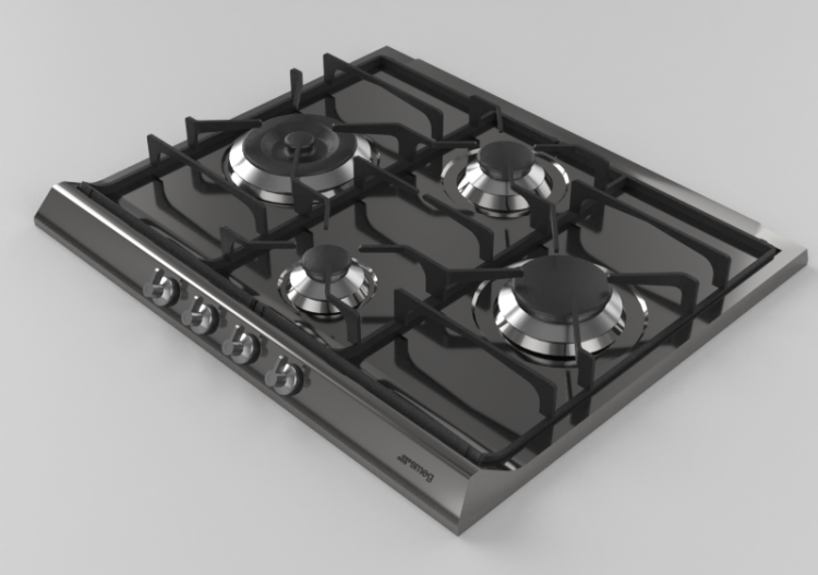 3D Electrical Appliances - Cooking top with 4 burners -...