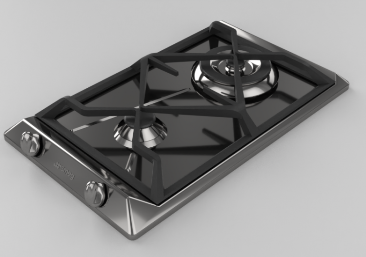 Eletrodomésticos 3D - Cooktop a gás com 2 queimadores -...