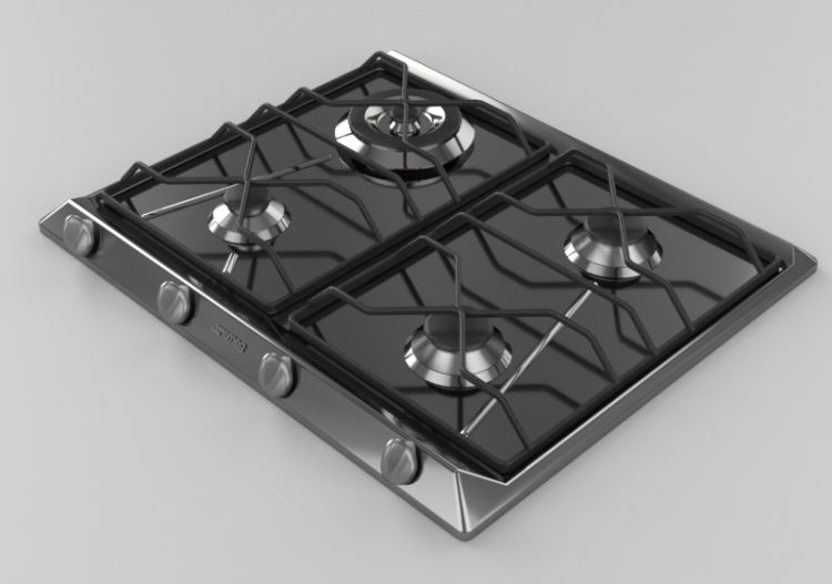 Eletrodomésticos 3D - Cooktop a gás com 4 queimadores -...