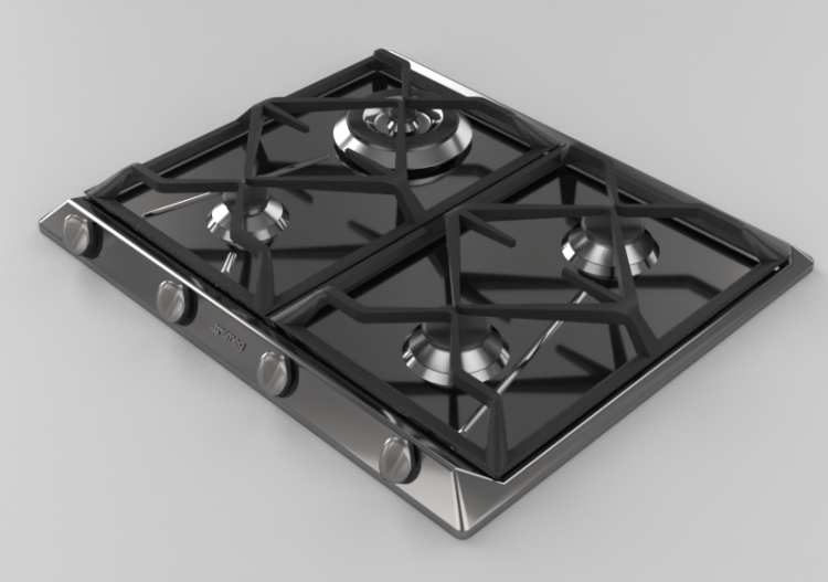 Electrodomésticos 3D - Encimera de gas con 4 fuegos - Smeg...