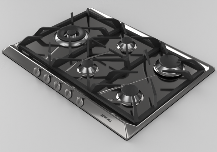 Electroménagers 3D - Plan de cuisson à gaz avec 5 feux -...