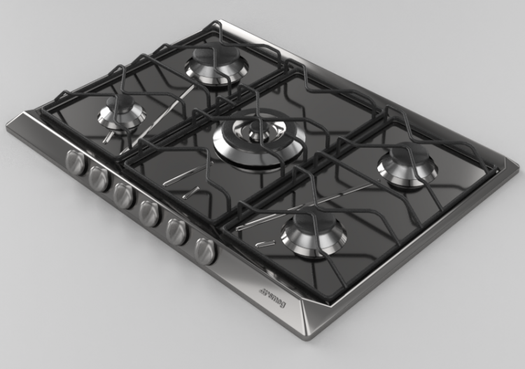 Elettrodomestici 3D - Piano cottura a gas con 5 fuochi -...