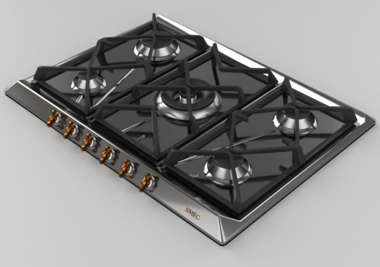 3D Electrical Appliances - Cooking top with 5 burners -...
