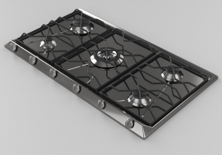 Electroménagers 3D - Plan de cuisson à gaz avec 5 feux -...