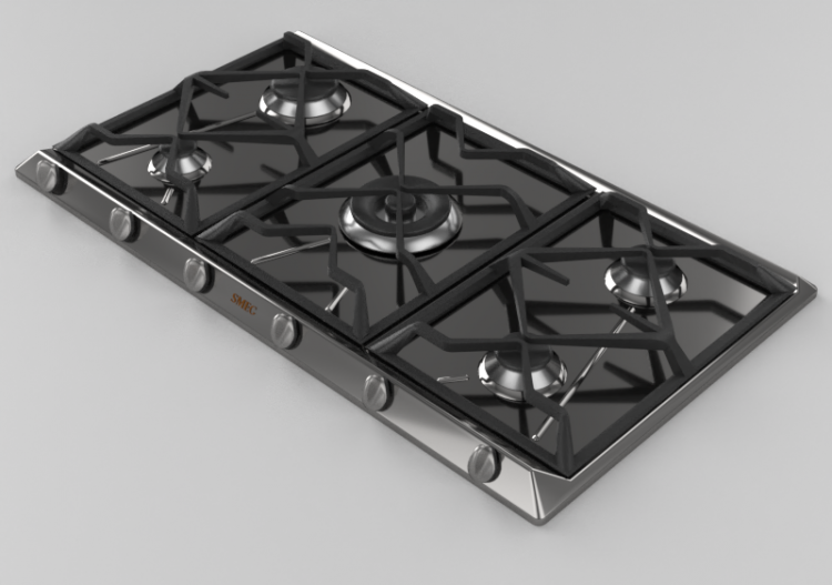 3D Electrical Appliances - Cooking top with 5 burners -...