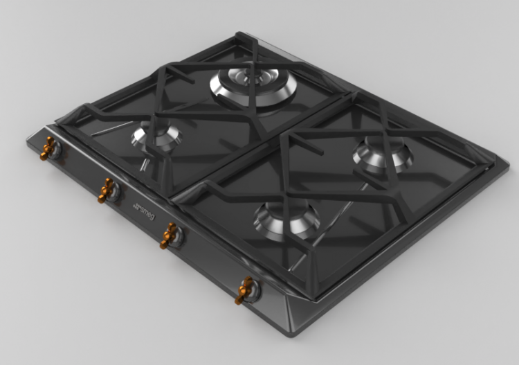 3D Electrical Appliances - Cooking top with 4 burners -...