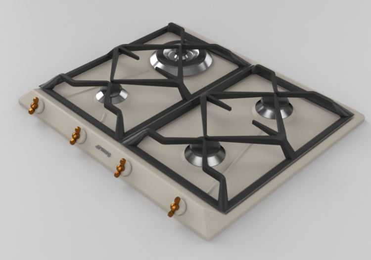 Electroménagers 3D - Plan de cuisson à gaz avec 4 feux -...