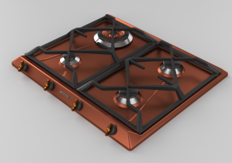 Eletrodomésticos 3D - Cooktop a gás com 4 queimadores -...