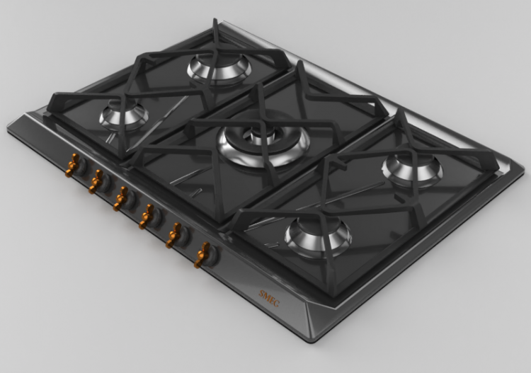 Eletrodomésticos 3D - Cooktop a gás com 5 queimadores -...