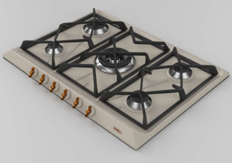 Electrodomésticos 3D - Encimera de gas con 5 fuegos - Smeg...