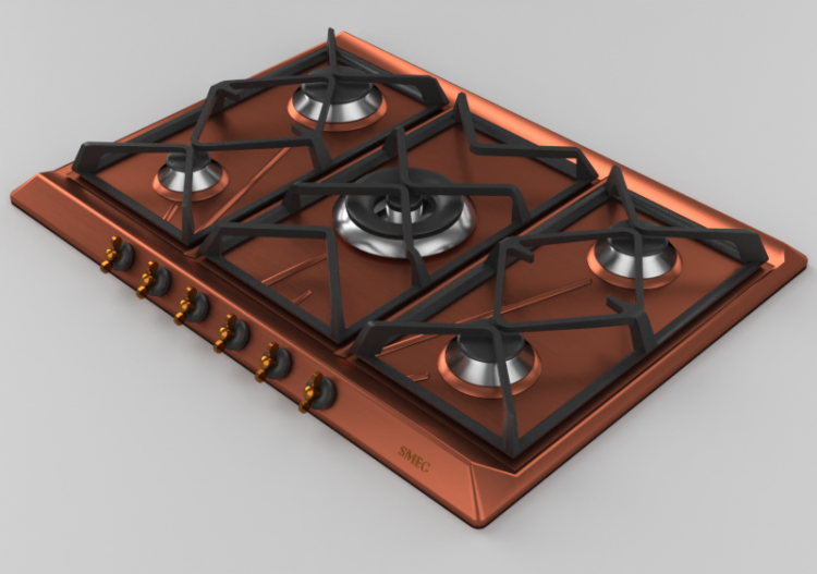 3D Haushaltgeräte - Gasherd mit 5 Kochfelder - Smeg -...