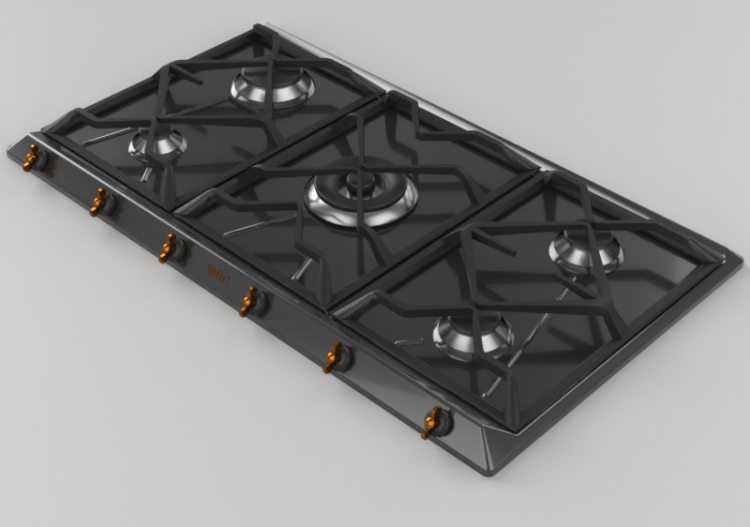 Electroménagers 3D - Plan de cuisson à gaz avec 5 feux -...