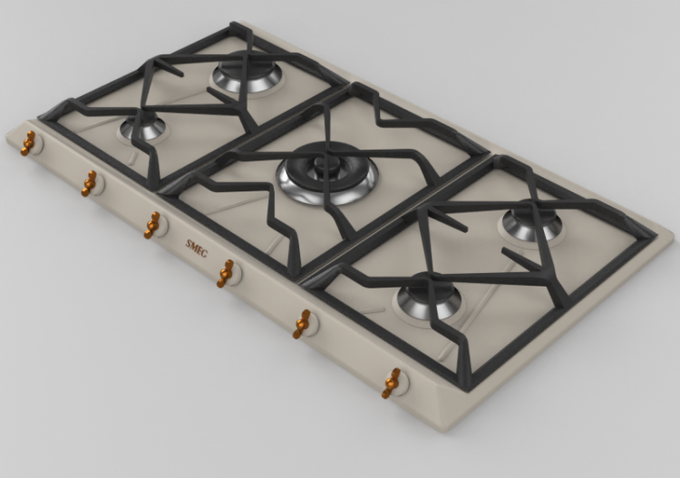 3D Haushaltgeräte - Gasherd mit 5 Kochfelder - Smeg -...