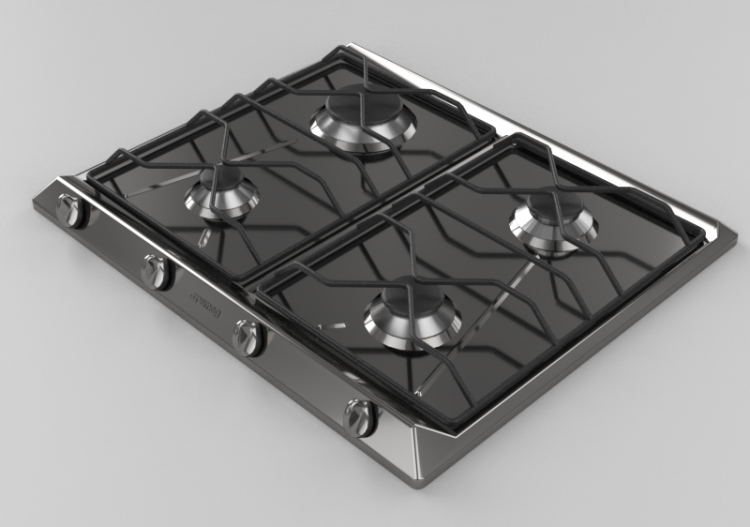 Electroménagers 3D - Plan de cuisson à gaz avec 4 feux -...