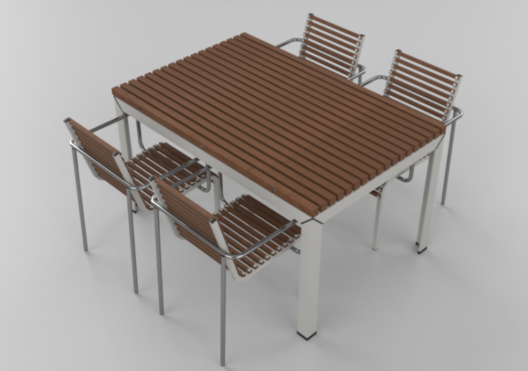 Mesas 3D - Mesa com cadeiras para exterior – Extremis -...