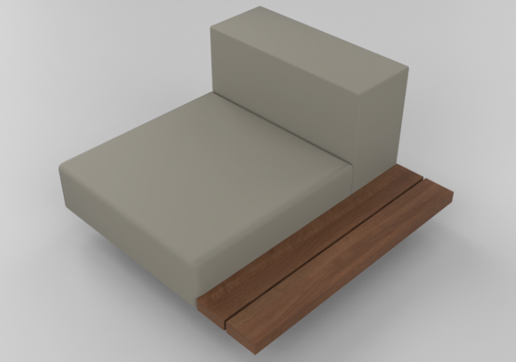 Chairs and Sofas 3D - Sofa with table to the left -...