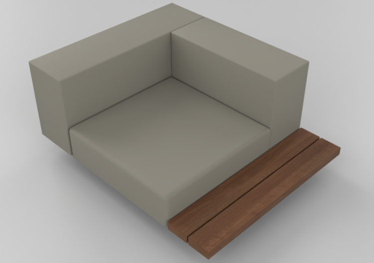 Chairs and Sofas 3D - Sofa with table to the left -...