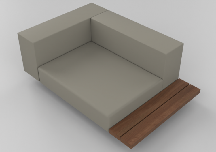 Sillas y Poltronas 3D - Sofá con mesa lado izquierdo -...