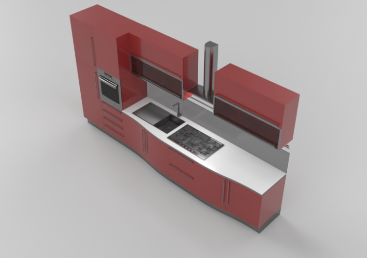 Cozinhas 3D - Cozinha equipada com eletrodomésticos - ACCA...