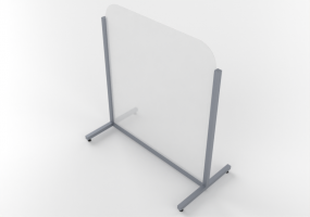 Plexiglass droplet protection barrier with alluminium frame and supporting legs